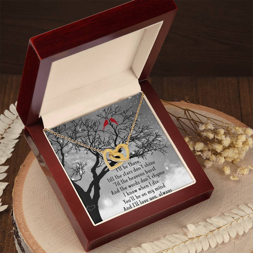 I'Ll Be There Interlocking Hearts Necklace Message Card