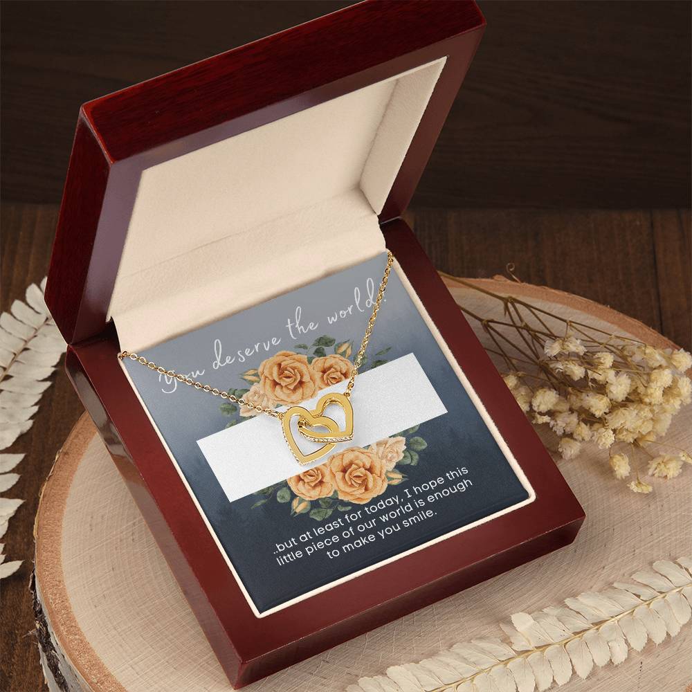 My World - Stainless Steelrose Gold Interlocked Hearts Necklace And Card Interlocking Hearts Necklace