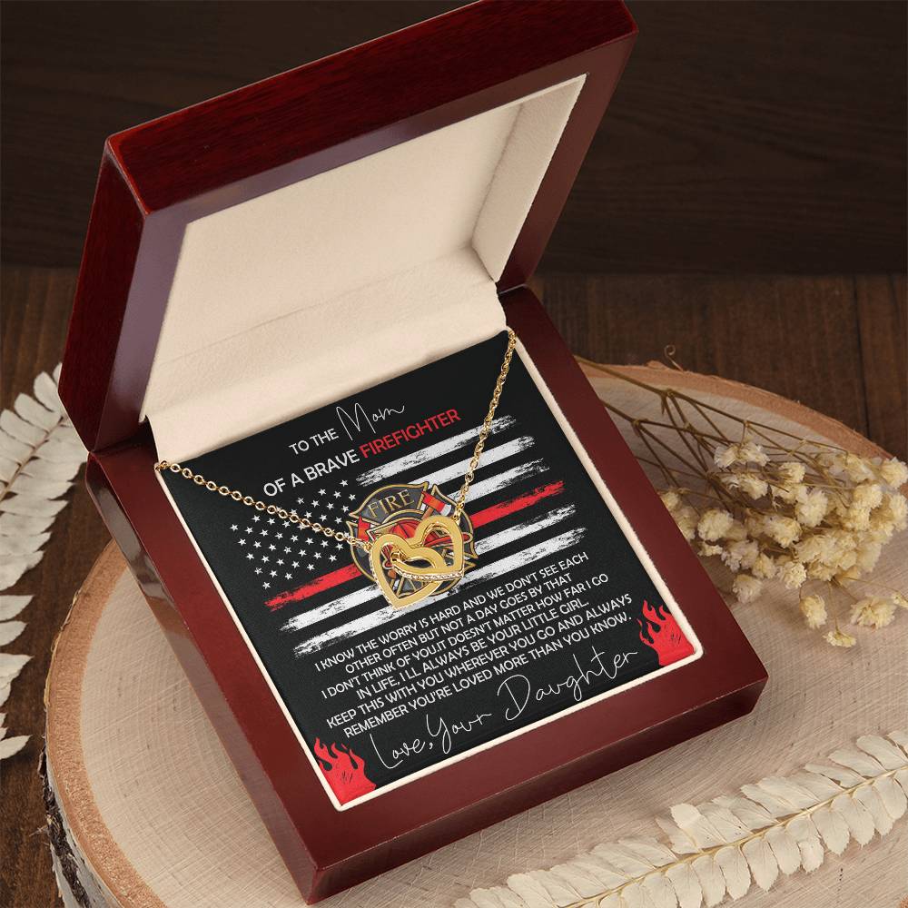 Firefighter Mom Necklace Gift From Daughter Interlocking Hearts Necklace