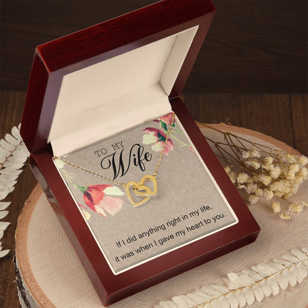 To My Wife Interlocking Hearts Necklace Message Card