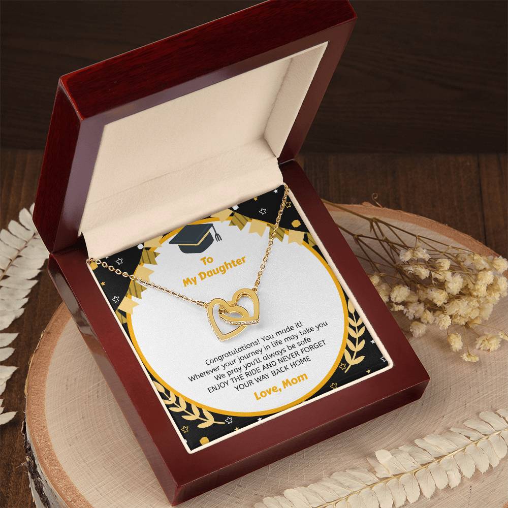 To My Daughter You Made It - Necklace Interlocking Hearts Necklace