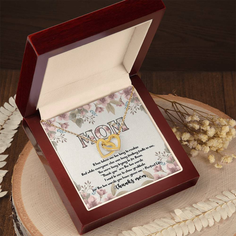 Perfect Life Thanks Mom D9312 Interlocking Hearts Necklace