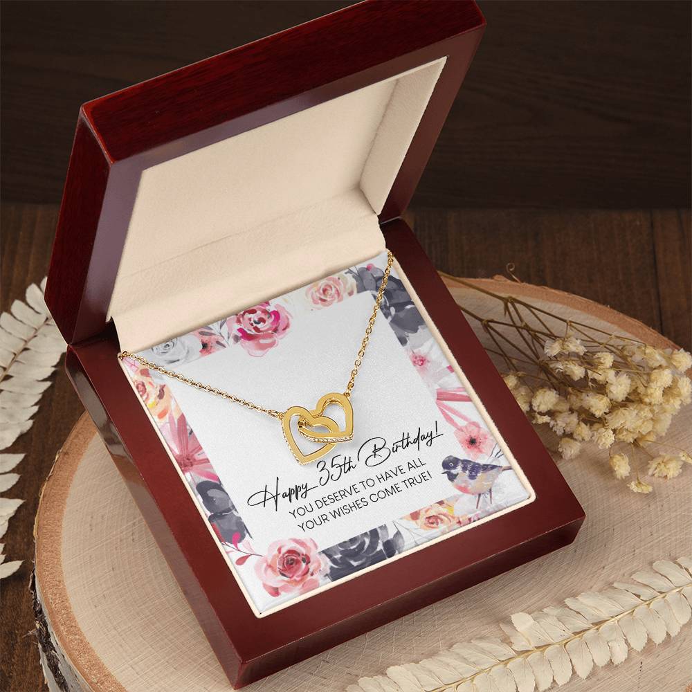Happy 35Th Birthday Interlocking Hearts Necklace Message Card
