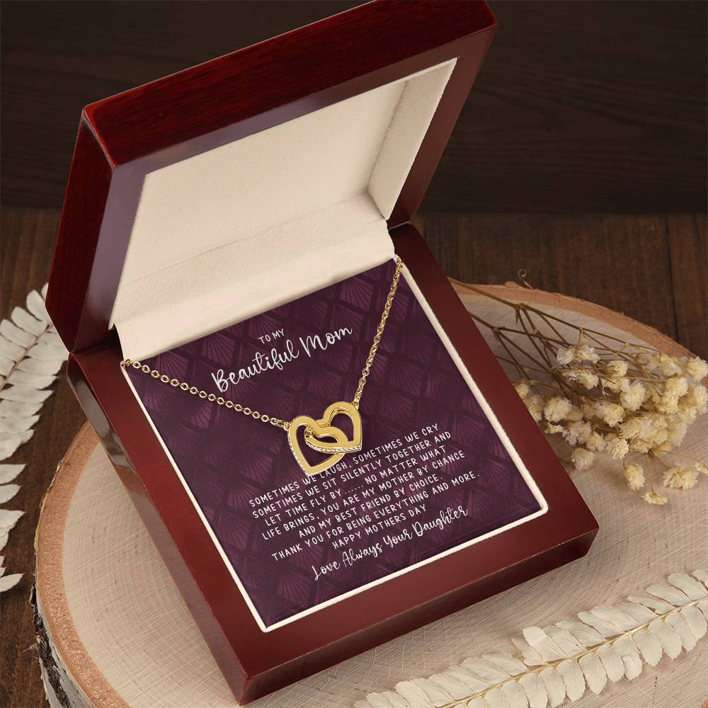 Mothers Day Best Friend - Interlocking Hearts - Love Daughter Interlocking Hearts Necklace