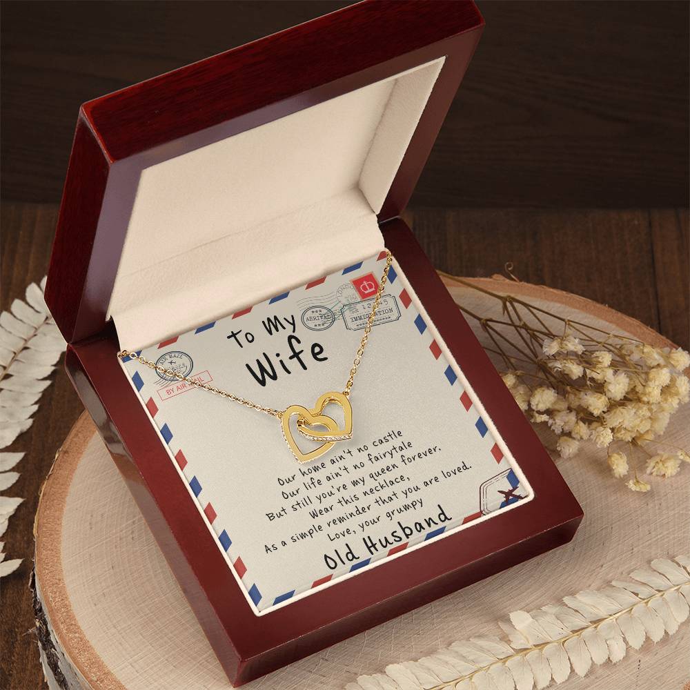 To My Wife - I Love You Message - Tmw17 Interlocking Hearts Necklace