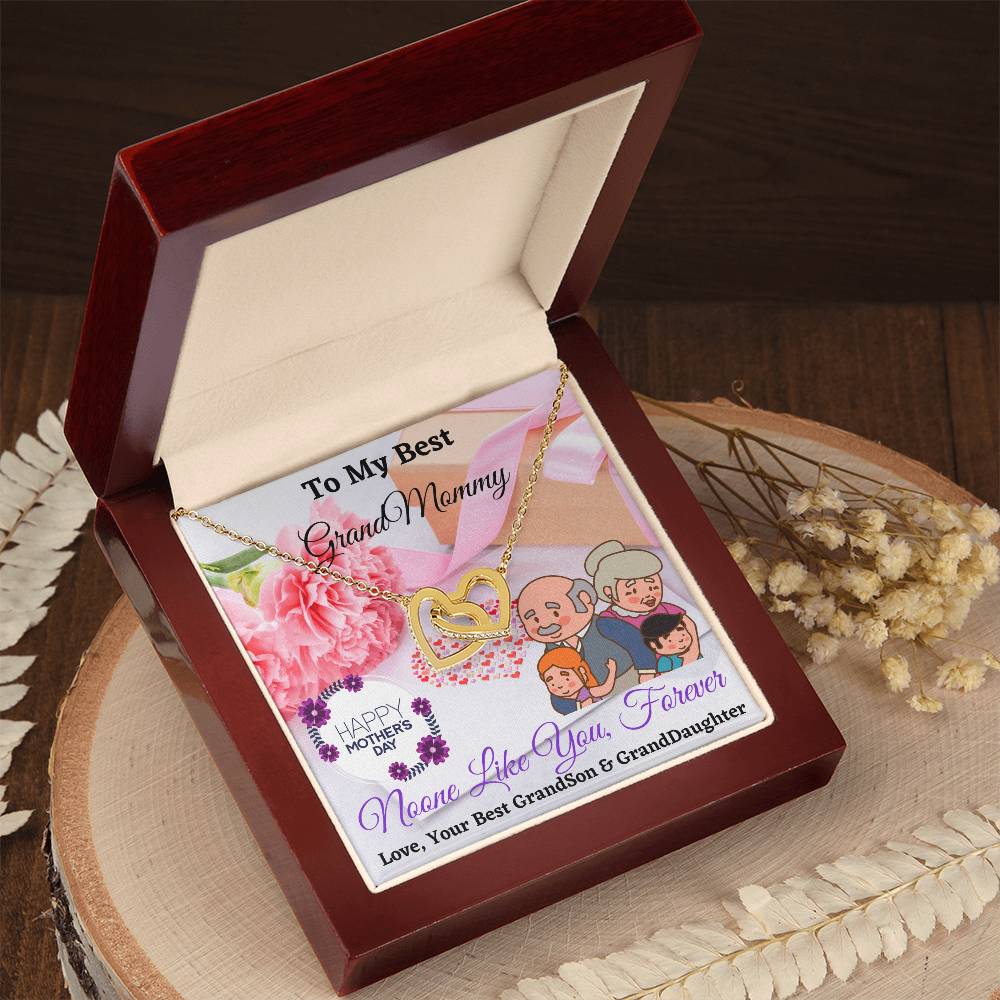 To My Best Grandmommy Interlocking Hearts Necklace