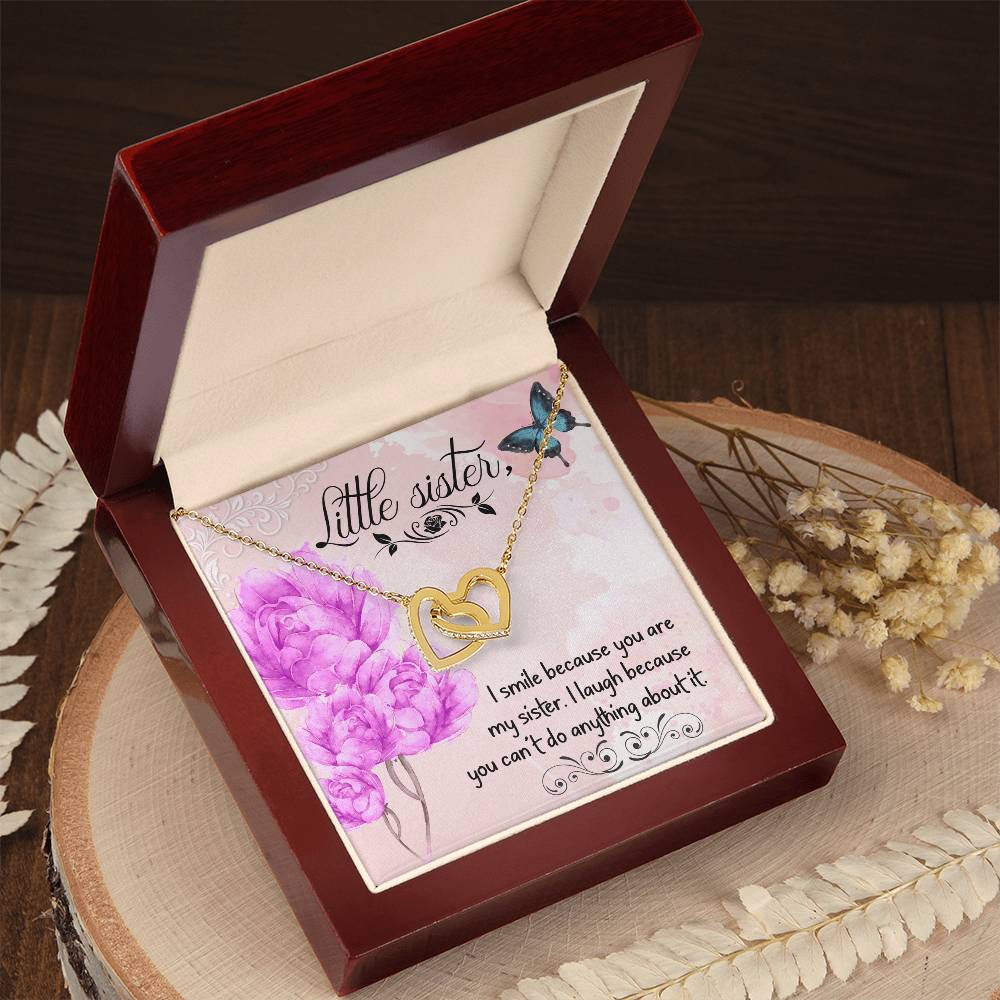 Gift For Sister - I Smile Because You Necklace Interlocking Hearts Necklace