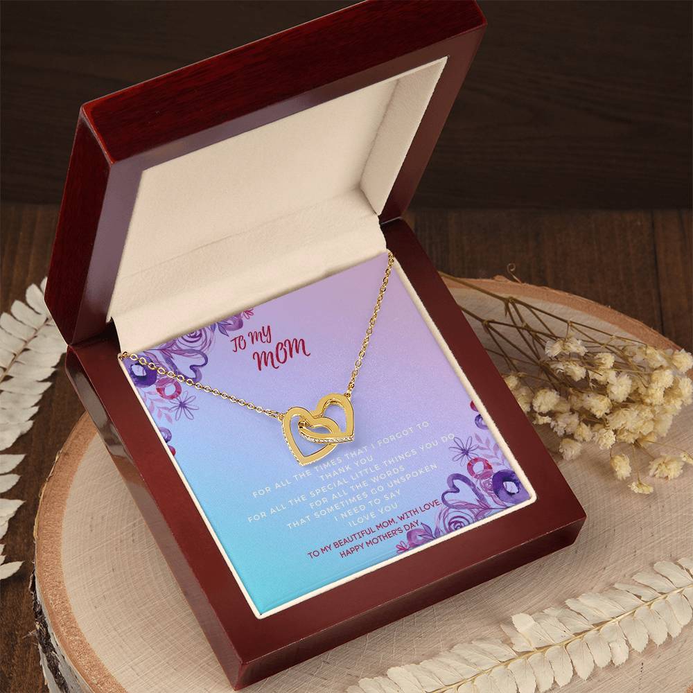 Mother'S Day Two Hearts Necklace Gift For Mom For Mother’S Day Interlocking Hearts Necklace