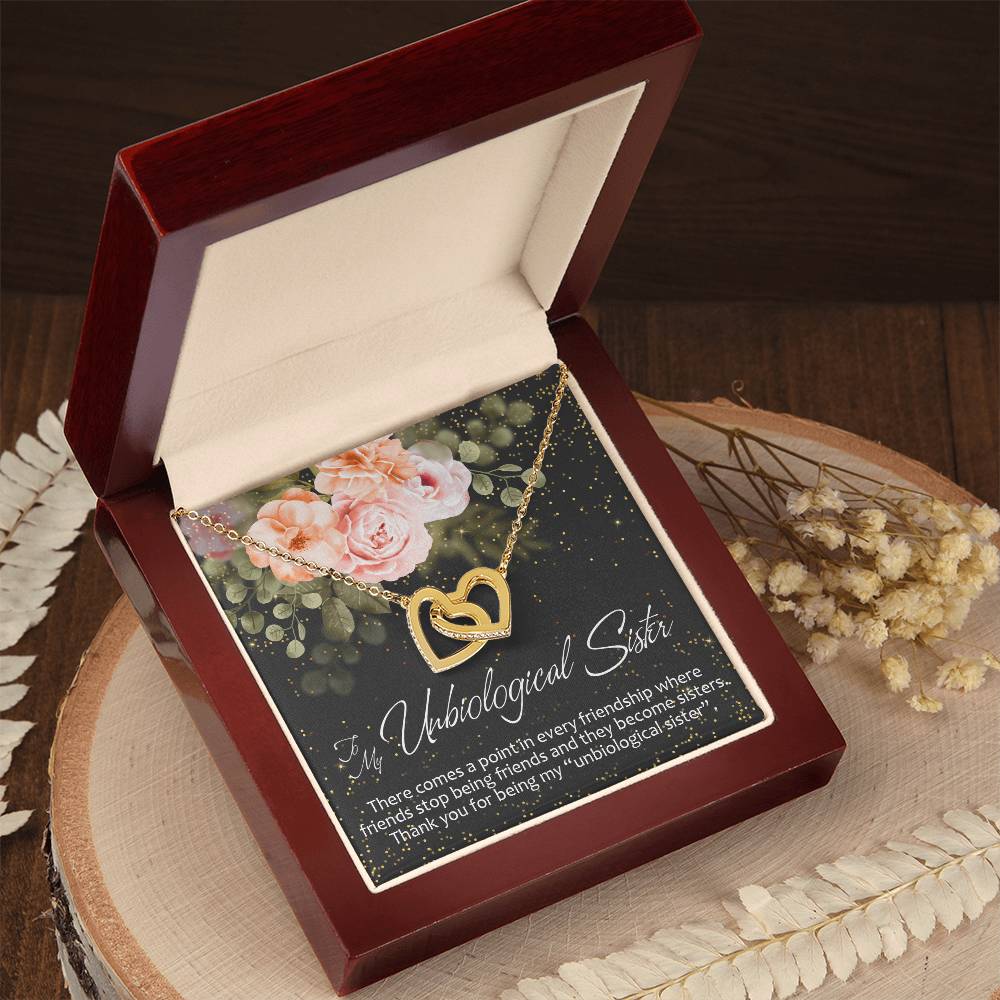 To My Unbiological Sister Interlocking Hearts Necklace