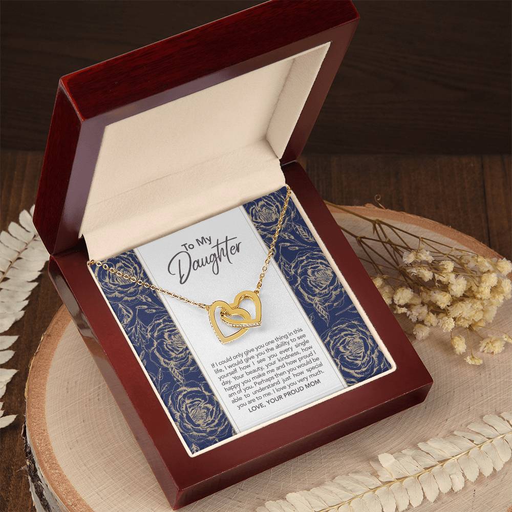 To My Dearest Daughter Proud Mom Proud Mama Mother And Daughter Gift Gift From Mother To Daughter Bond Relationship Interlocking Heart Necklace Interlocking Hearts Necklace