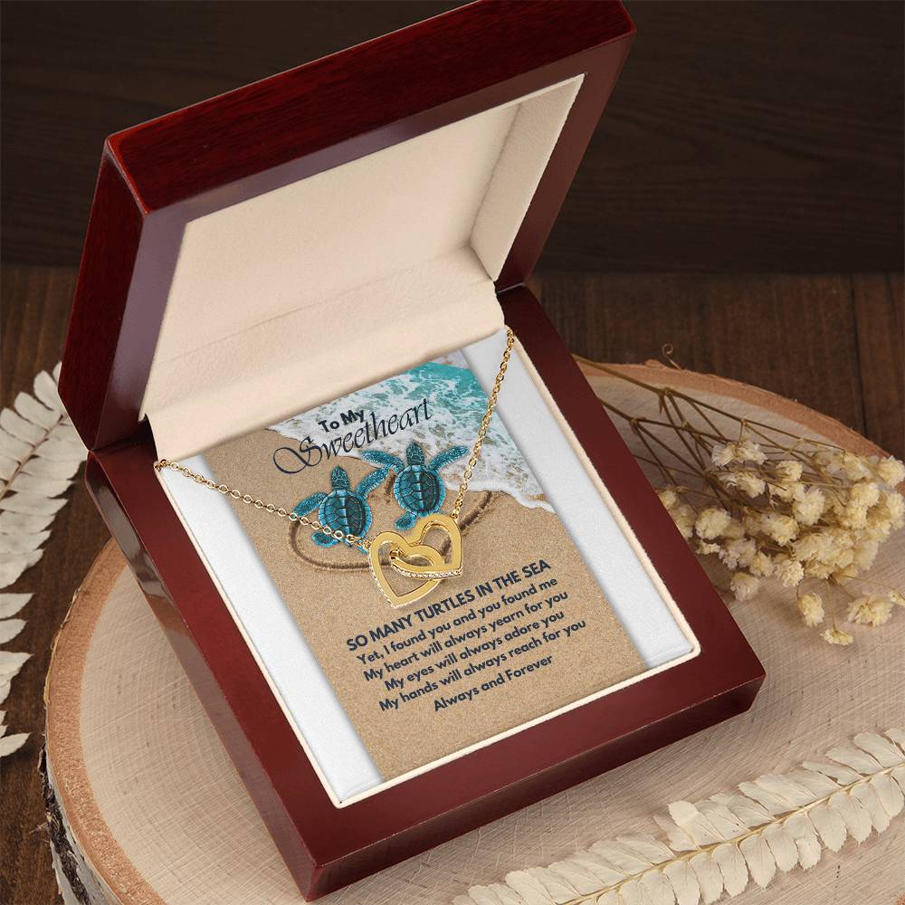 Turtle Love Interlocking Hearts Necklace