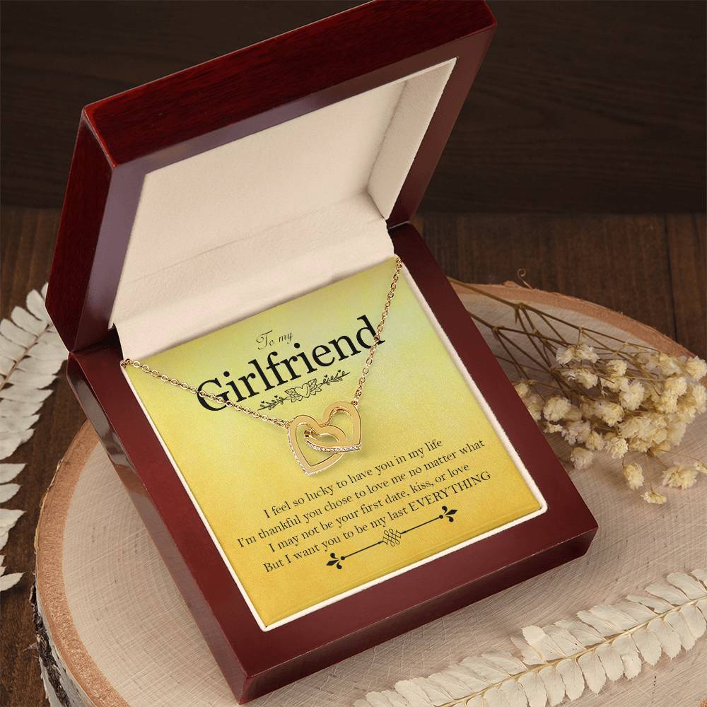 To My Girlfriend - Love Card And Necklace K Interlocking Hearts Necklace