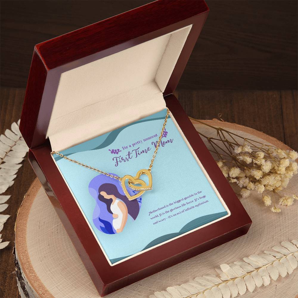 To My Mom The First Time Mommy Mother'S Day Mommy To Be Gift Pregnant Necklace Interlocking Hearts Necklace