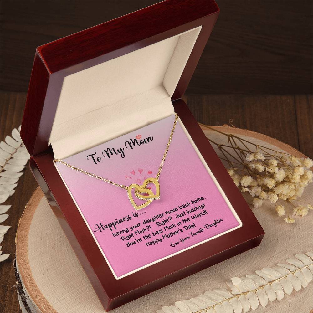 To My Mom Happiness Is Daughter Ilh Necklace Interlocking Hearts Necklace