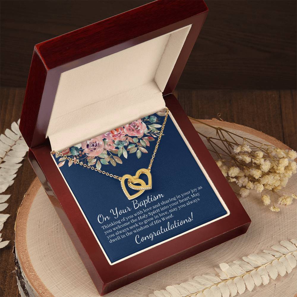 On Your Baptism Congratulations Interlocked Hearts Necklace Interlocking Hearts Necklace