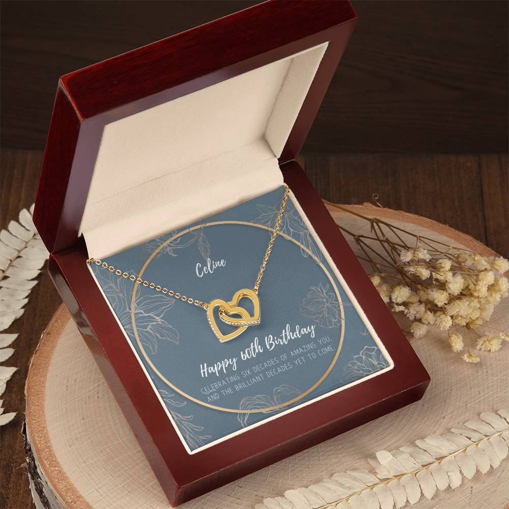 60Th Birthday Interlocking Hearts Necklace