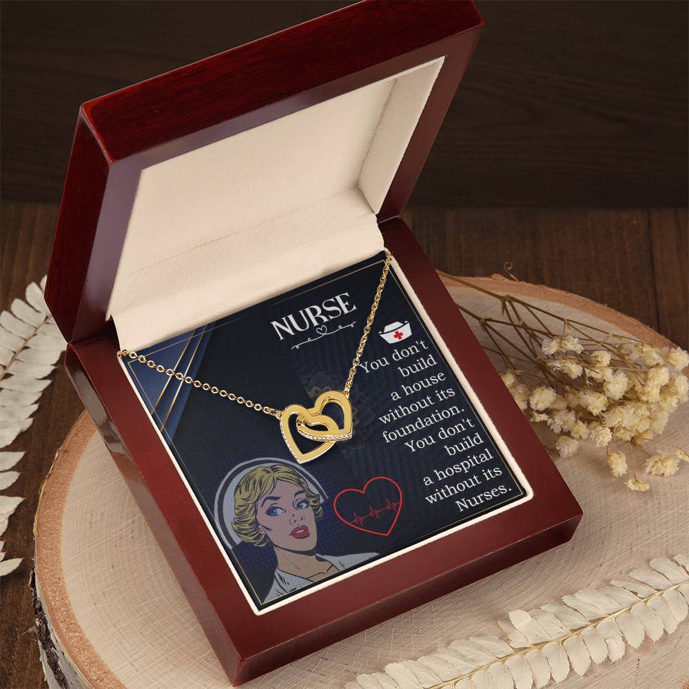 Never Ending Love For Nurse -Wife -Girlfriend Interlocking Hearts Necklace