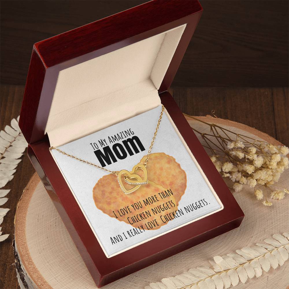 I Love You More Than Chicken Nuggets Interlocking Hearts Necklace