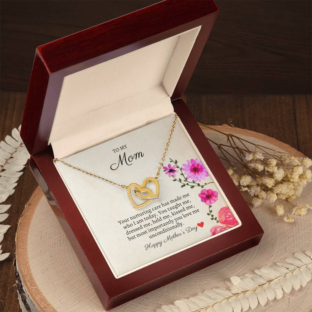 To My Mom - Unconditional Love - Necklace Interlocking Hearts Necklace