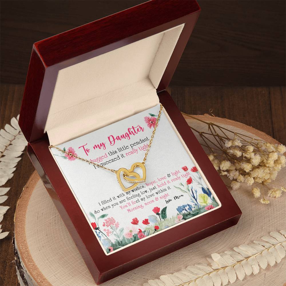 To My Daughter - You'Ll Feel My Love Within It. Morning Noon & Night Interlocking Hearts Necklace