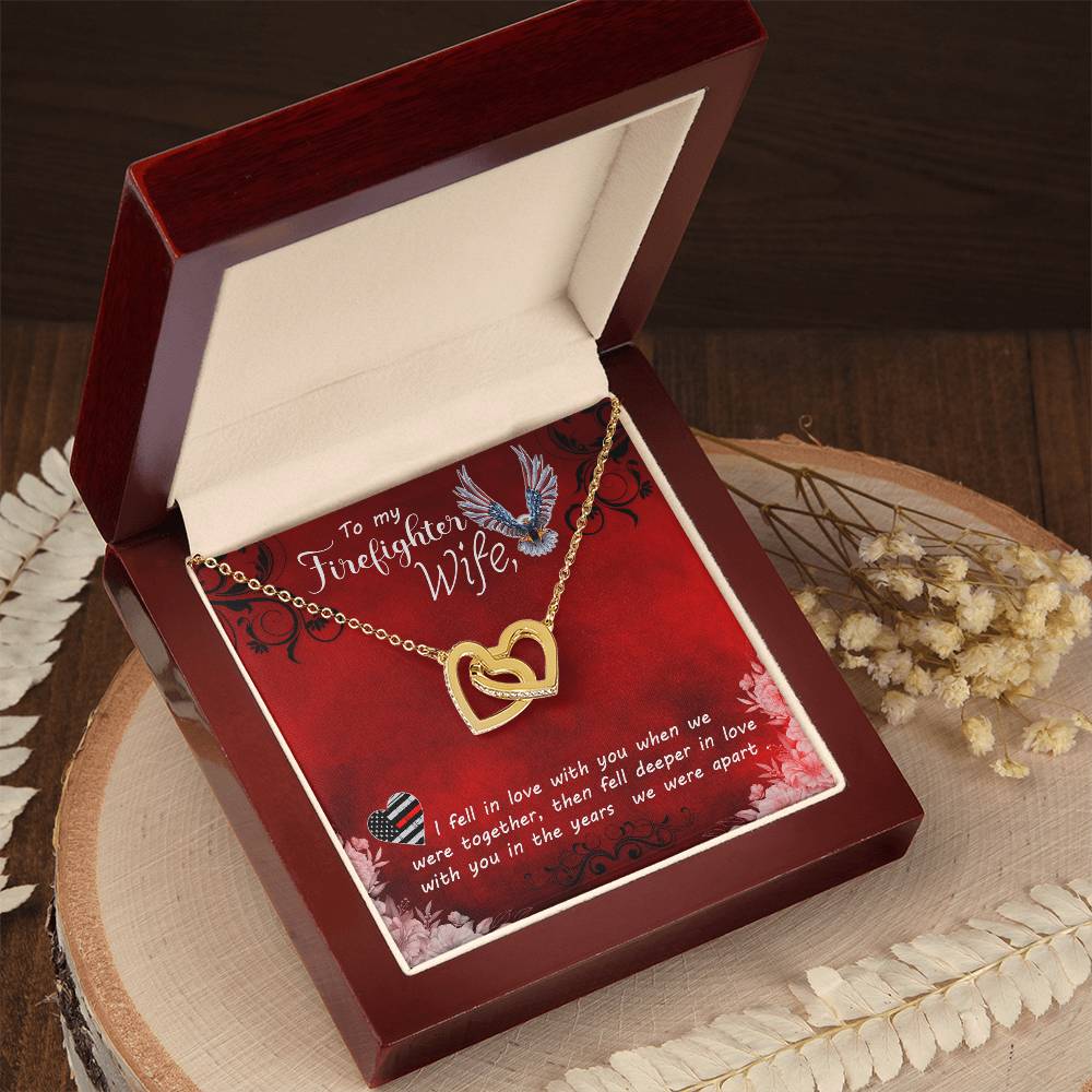 To My Firefighter Wife Necklace Interlocking Hearts Necklace