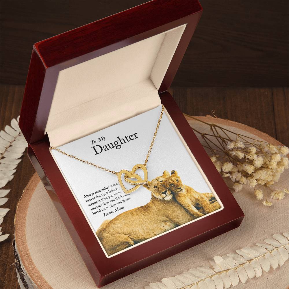 To My Daughter - Always Remember - Interlocking Hearts Necklace
