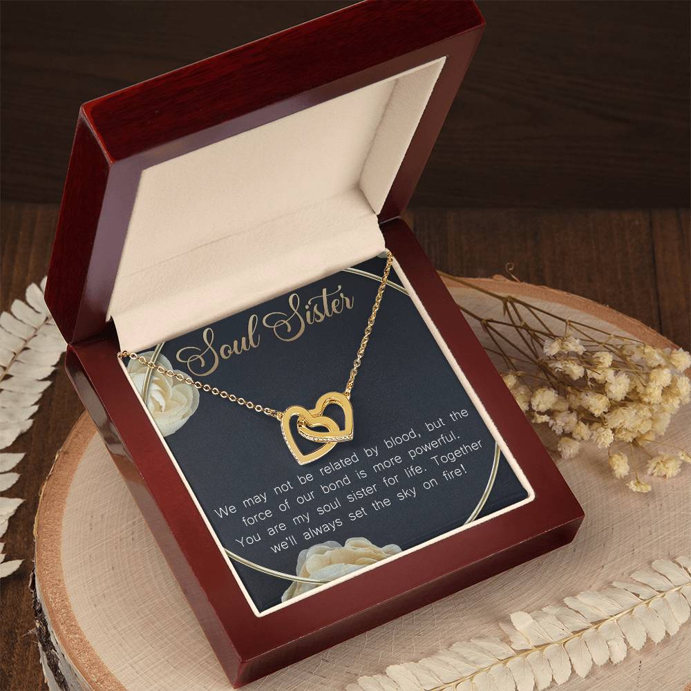 Soul Sister Interlocking Hearts Necklace Message Card