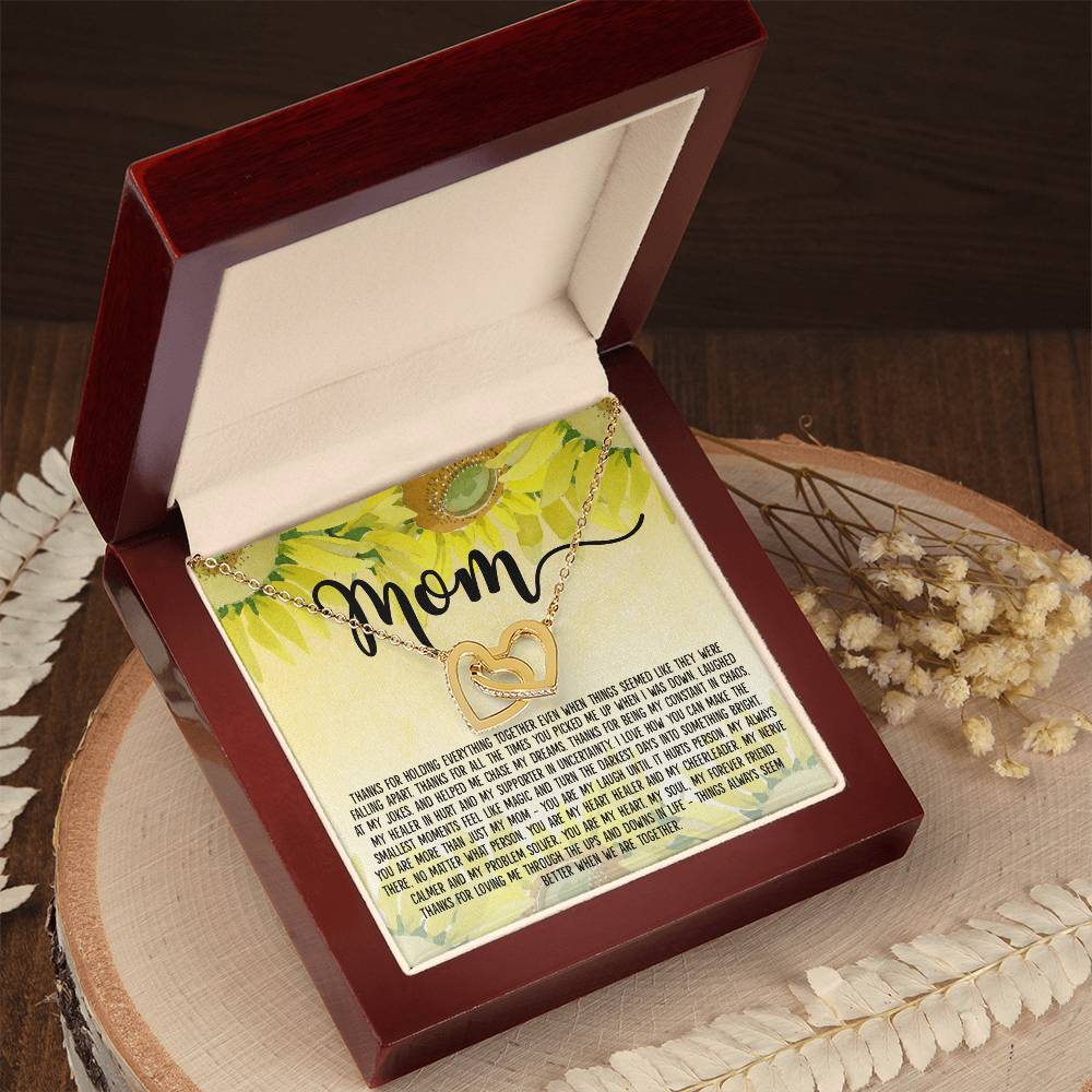 Mom - Things Always Seem Better When We Are Together Interlocking Hearts Necklace
