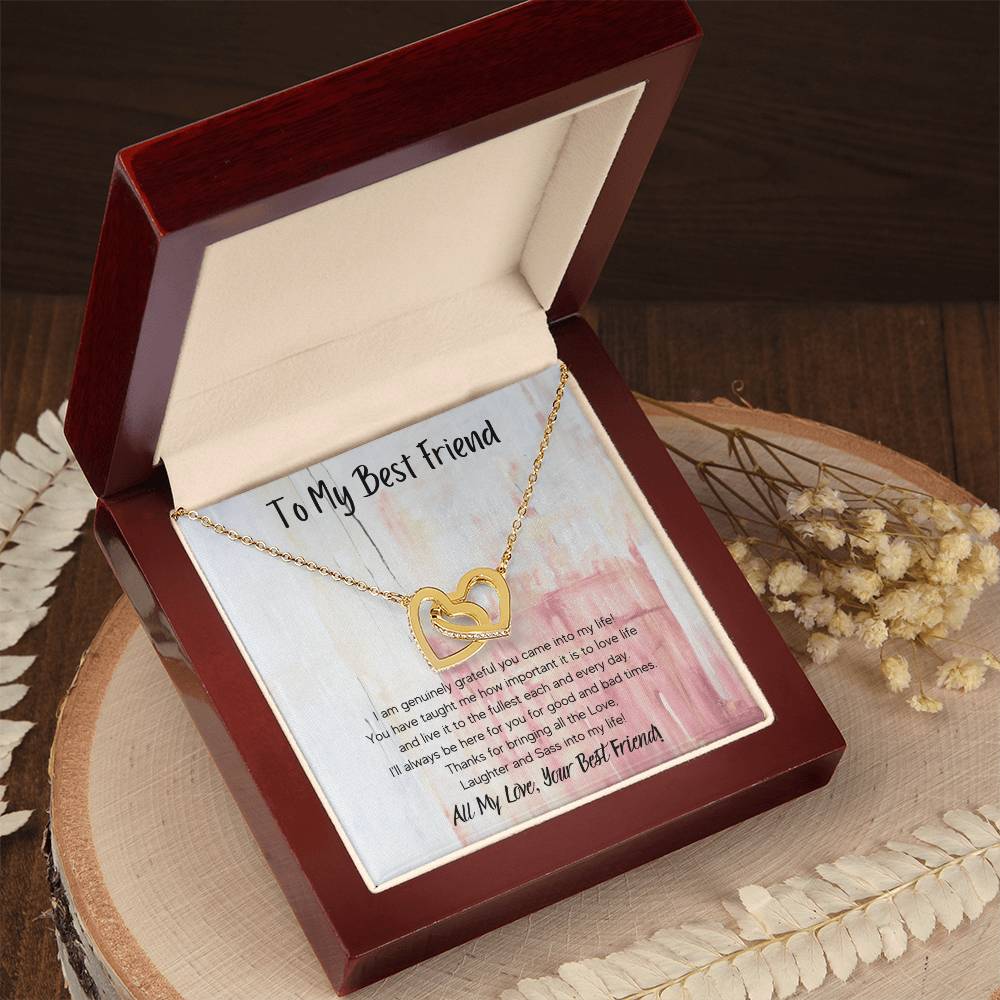 To My Best Friend Interlocking Hearts Necklace