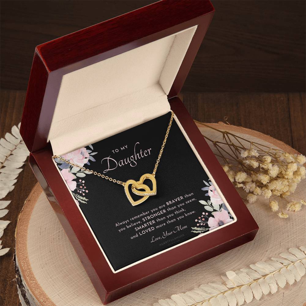 To My Daughter Always Remember Gift For Daughter From Mom Daughter Birthday Graduation Christmas Present Interlocking Hearts Necklace