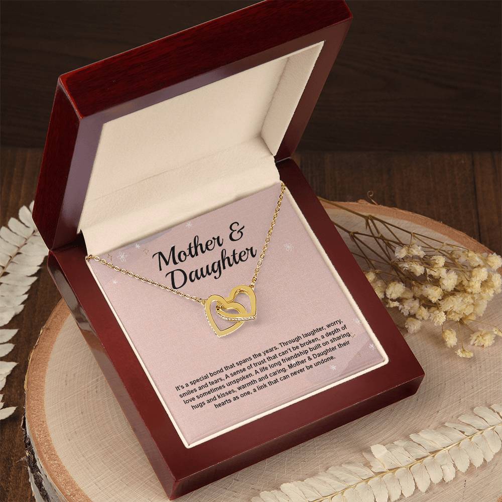 Mother Daughter It'S A Special Bond That Spans The Years Interlocking Hearts Necklace