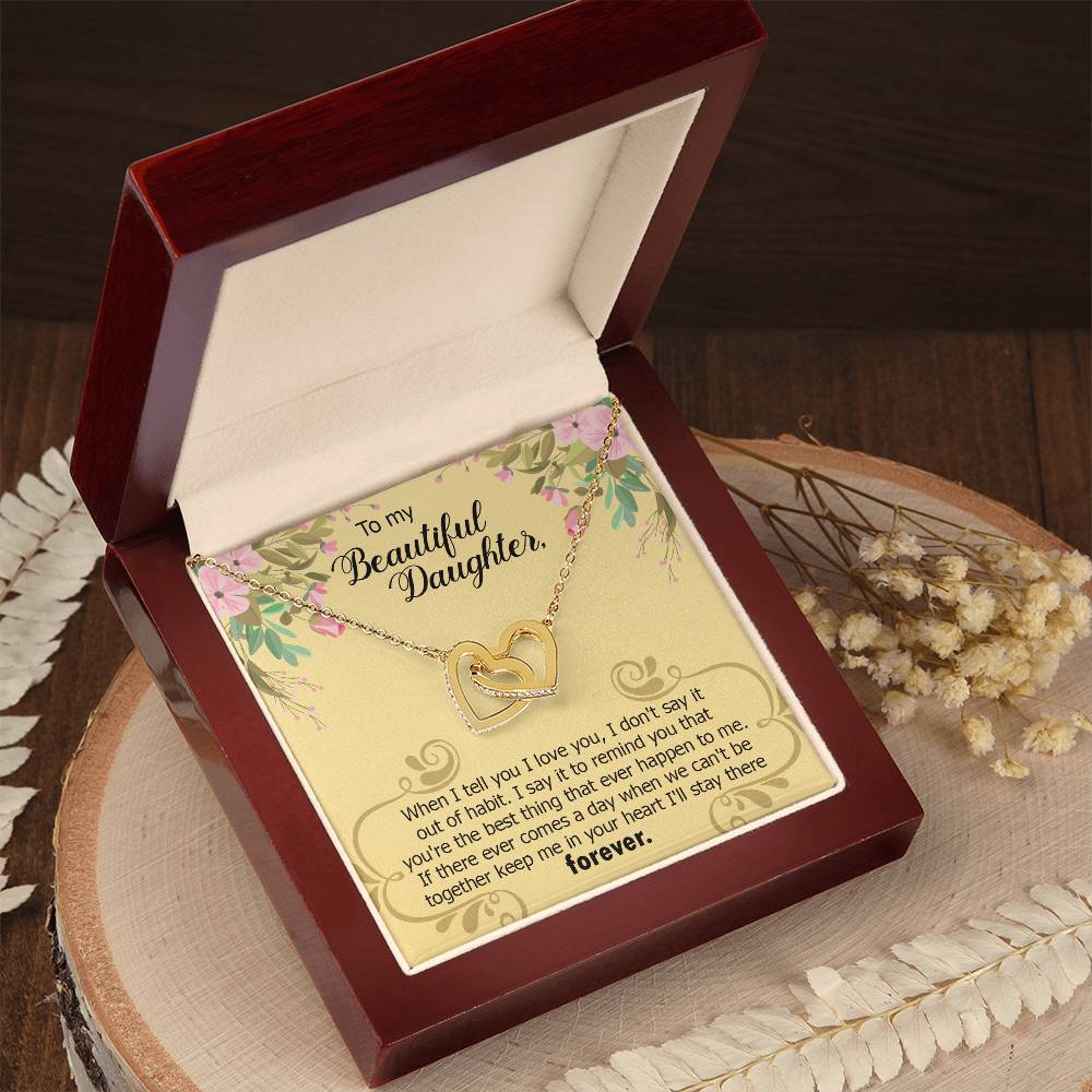 To My Beautiful Daughter Forever Necklace Interlocking Hearts Necklace