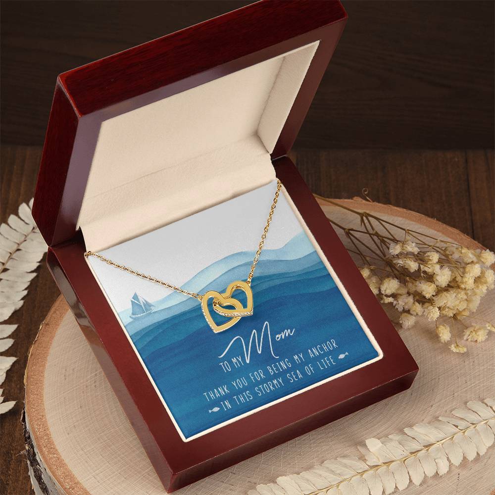 To My Mom Interlocking Hearts Necklace Message Card
