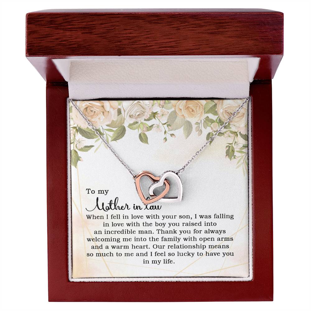 To My Mother In Law When I Fell In Love With Your Son Interlocking Hearts Necklace