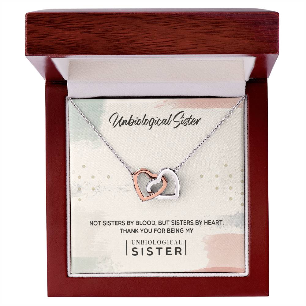 Unbiological Sister - Sisters By Heart Interlocking Hearts Necklace