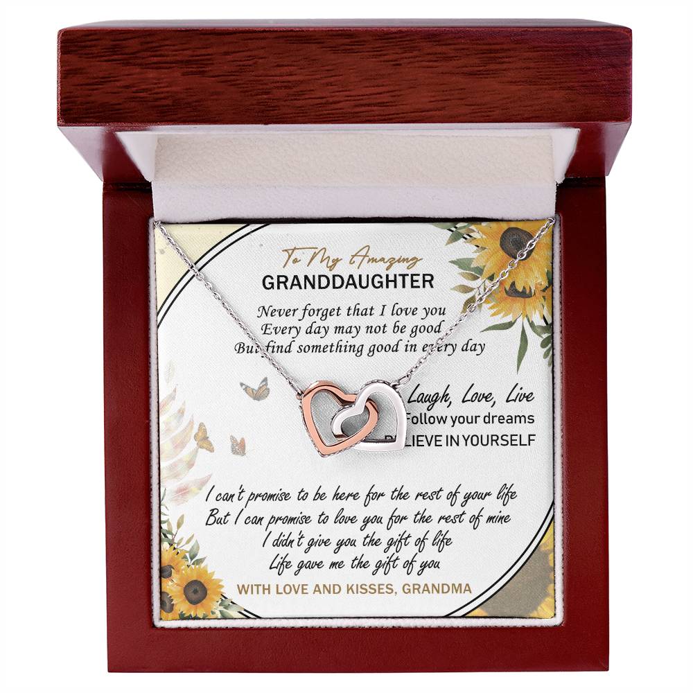 To My Amazing Granddaughter Interlocking Hearts Necklace Message Card