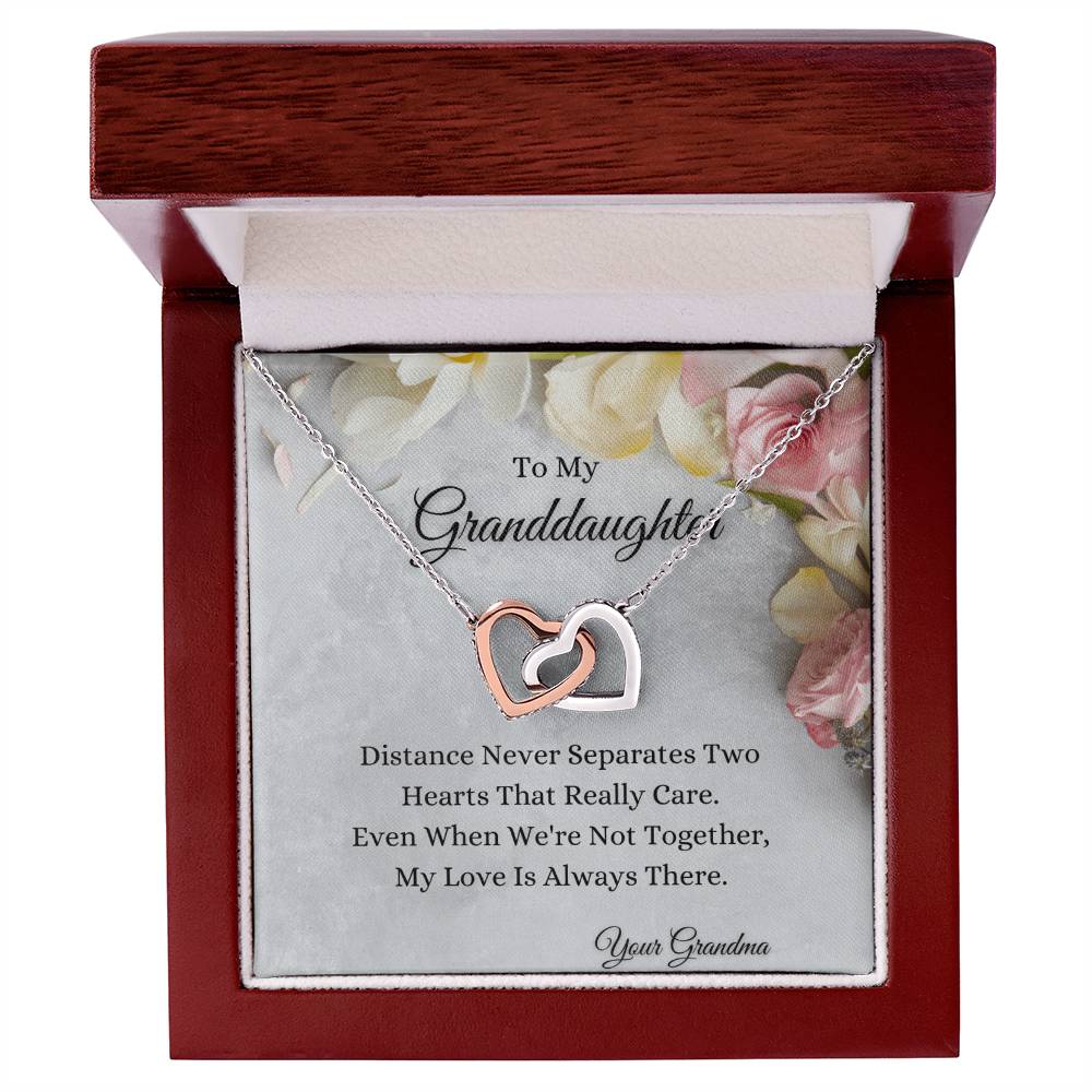 To My Granddaughter Interlocking Hearts Necklace