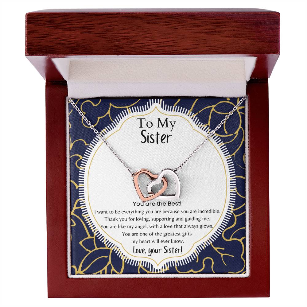 To My Sister Interlocking Hearts Necklace