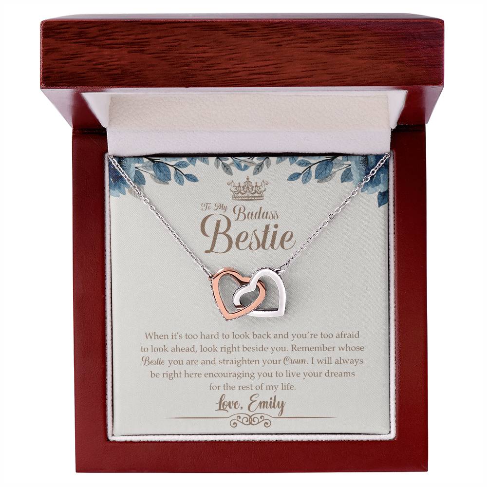 To My Badass Bestie Necklace Friendship Jewelry Gift Gift For Bestfriend Birthday Anniversary Gift Interlocking Hearts Necklace