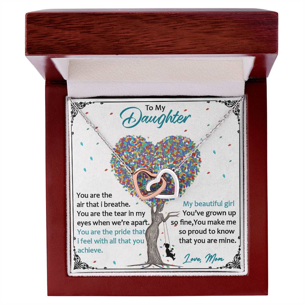 Love Always Comes From The Heart - To My Daughter Luxe Interlocking Heart Necklace Gift Set Interlocking Hearts Necklace