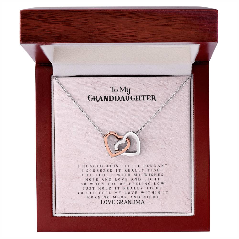 To My Granddaughter - Love Grandma - Interlocking Heart Necklace Interlocking Hearts Necklace