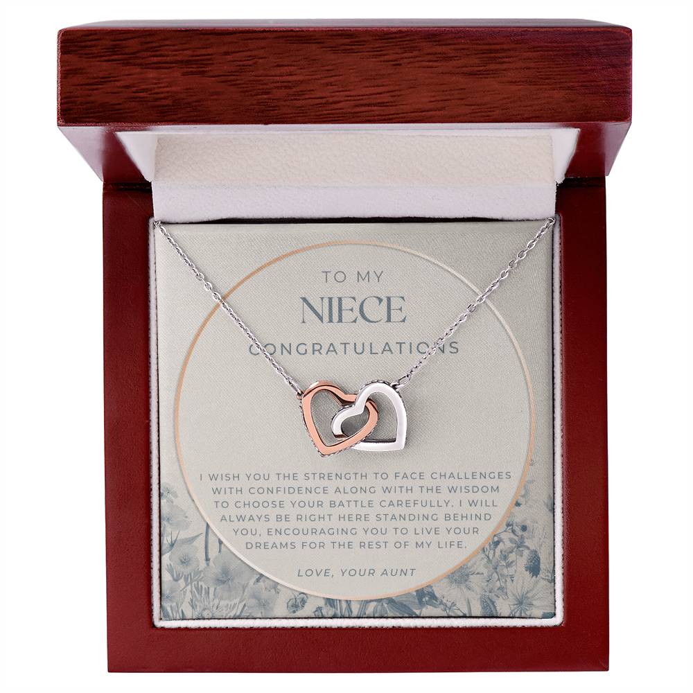 To My Niece Live Your Dreams Necklace Gift For Niece From Aunt Niece Birthday Graduation Christmas Present Interlocking Hearts Necklace