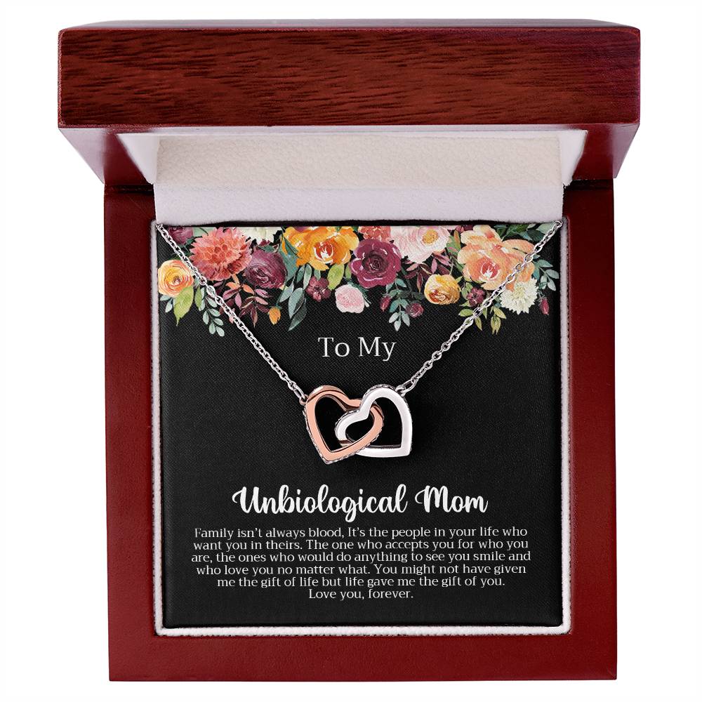 Unbiological Mom Necklace Interlocking Hearts Necklace