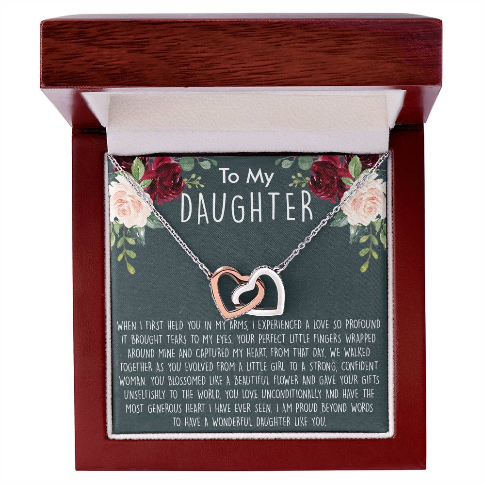 To My Daughter Necklace Gift For Daughter From Mom Sentimental Gift For Birthday Graduation Anniversary Interlocking Hearts Necklace