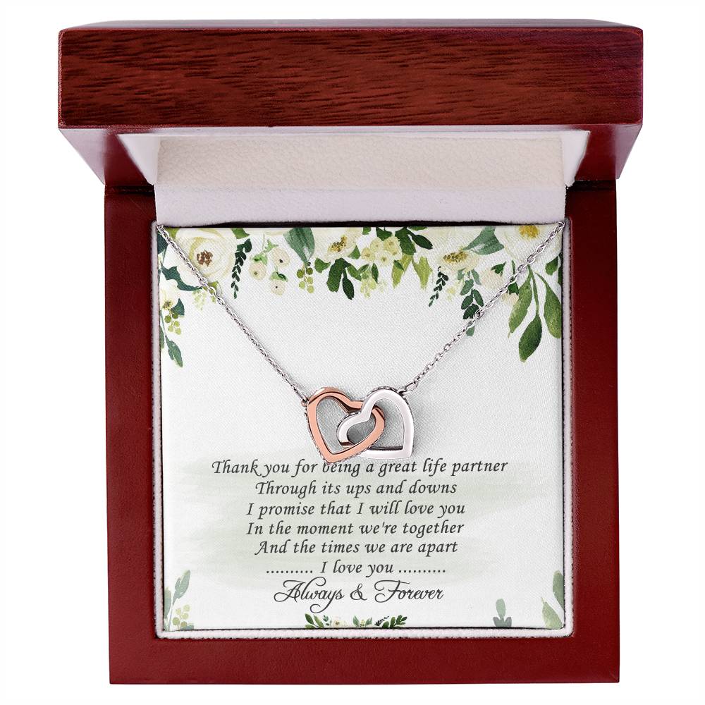 To My Love Interlocking Hearts Necklace Message Card