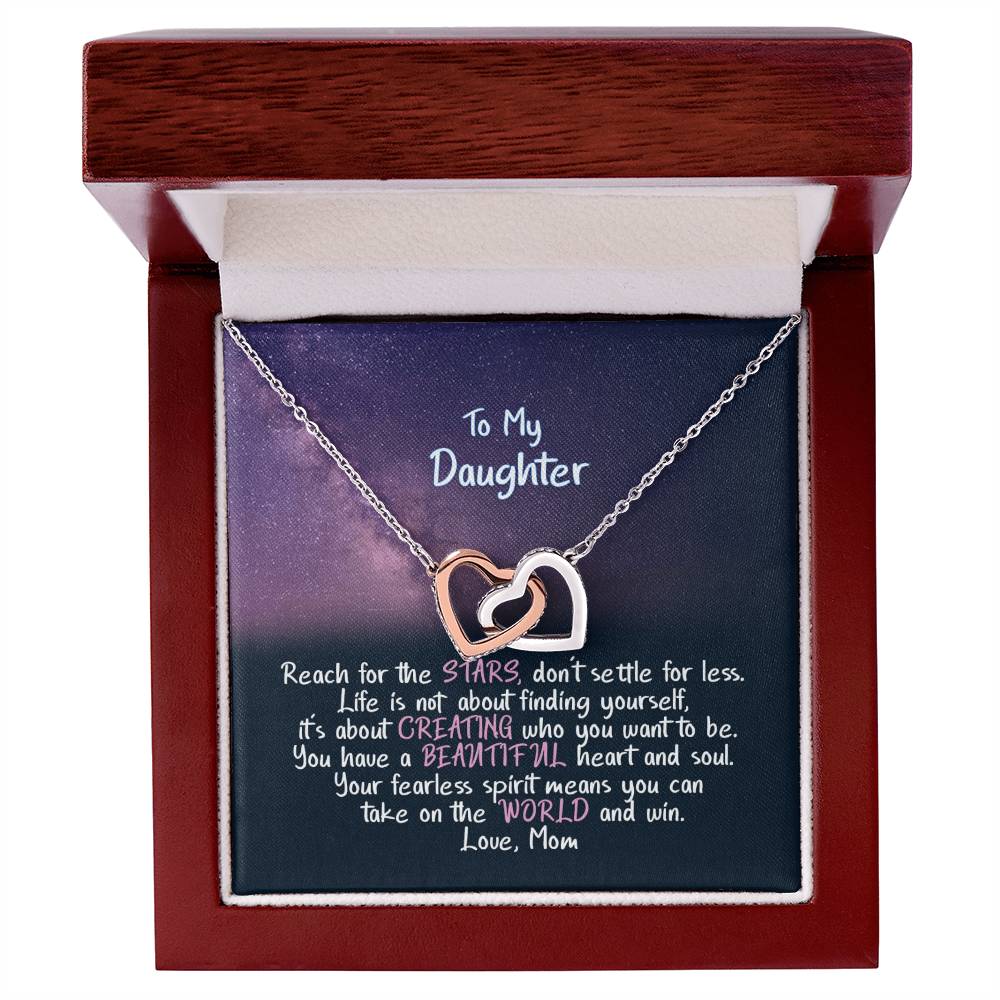 Daughter Reach For The Stars - Hearts Necklace Interlocking Hearts Necklace