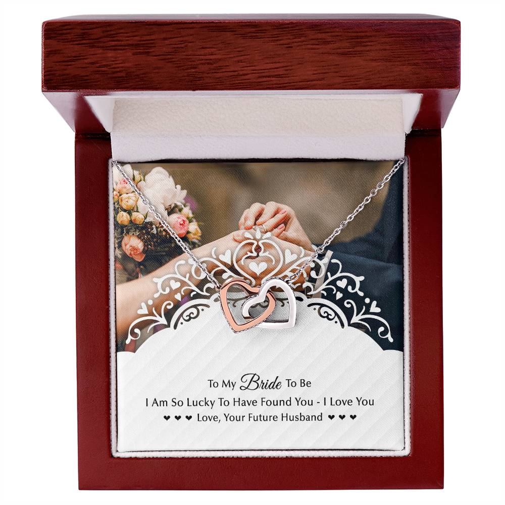 To My Bride To Be . Gift For Fiancee Interlocking Hearts Necklace