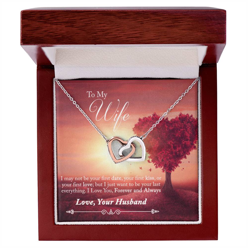 To My Wife - I Love You Forever And Always Interlocking Hearts Necklace