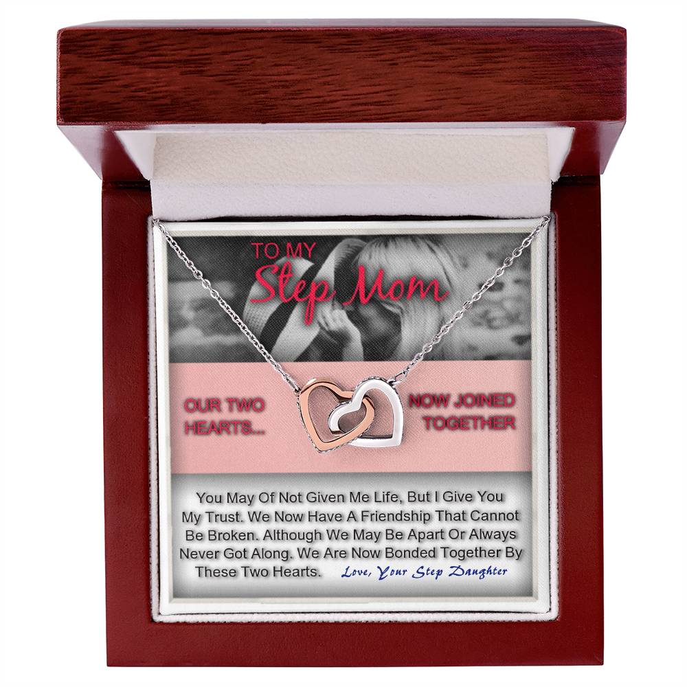 Step Mom Gift For Her To My Bonus Mother Heart Necklace Interlocking Hearts Necklace