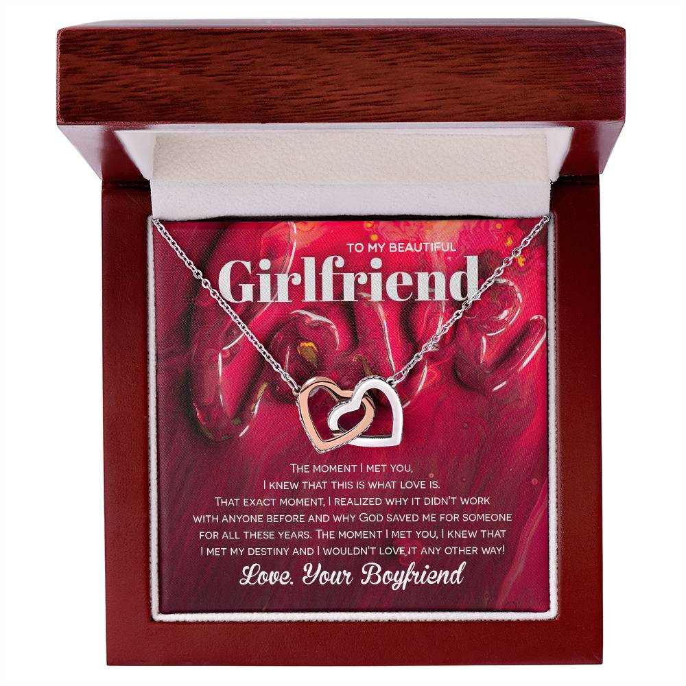 Two Hearts Necklace For Girlfriend - God Saved Me For You Interlocking Hearts Necklace